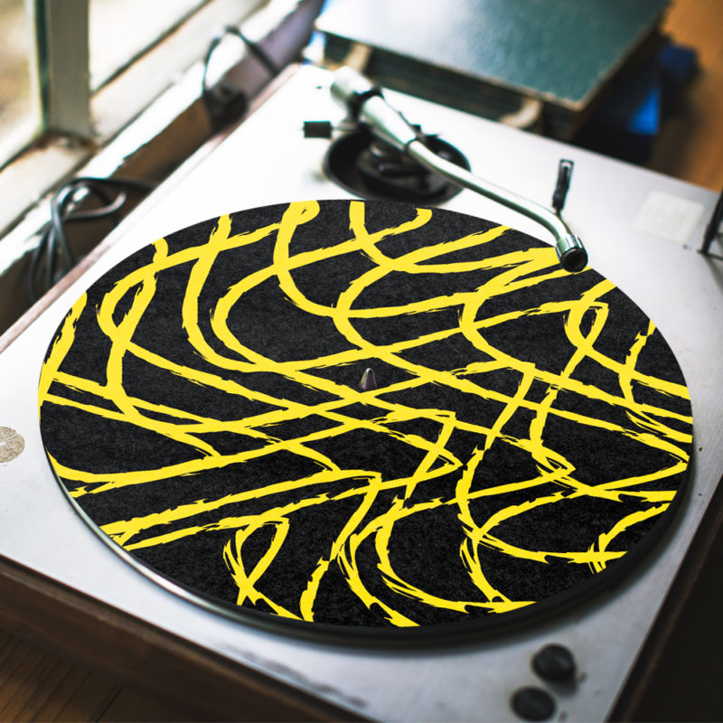 Black & Yellow Turntable Slipmats Custom Printed Turntable Slipmats