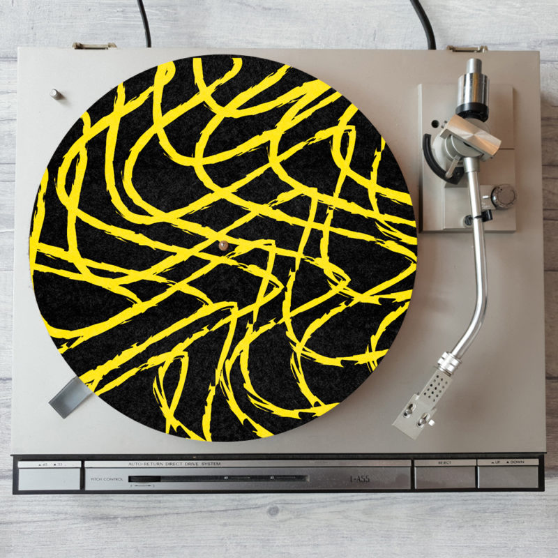 Black & Yellow Turntable Slipmats Custom Printed Turntable Slipmats