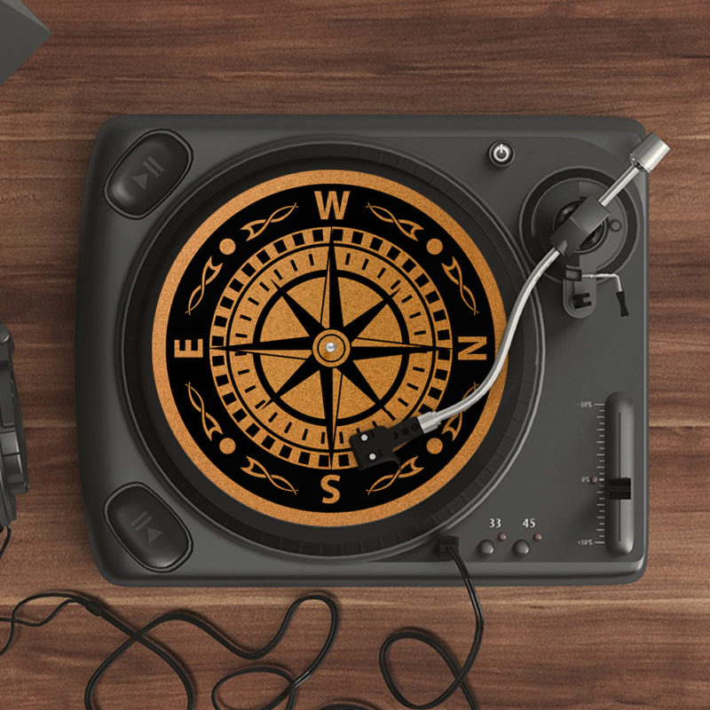 Compass Cork Slipmats Custom printed turntable slipmats order now!